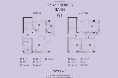 Купить дом в КП «Лавандовые Дачи» - Планировка 205